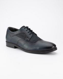 Muške elegantne kožne cipele velikih brojeva - 4357G u teget boji.