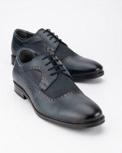 Muške elegantne kožne cipele velikih brojeva - 4357G u teget boji.