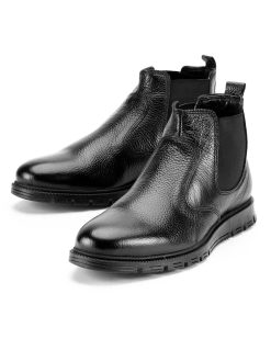 Crne muške poluduboke kožne cipele model DC-5052.