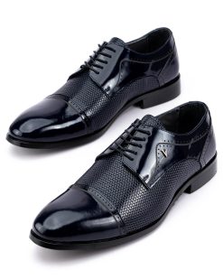 Teget muške kožne elegantne cipele velikih brojeva 8196-G
