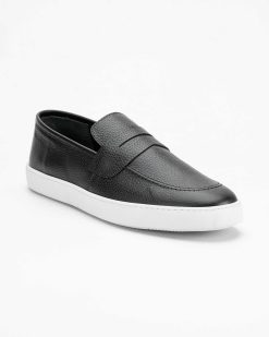 Crne kožne muške mokasine model CZ-56-018-17