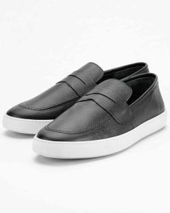 Crne kožne muške mokasine model CZ-56-018-17