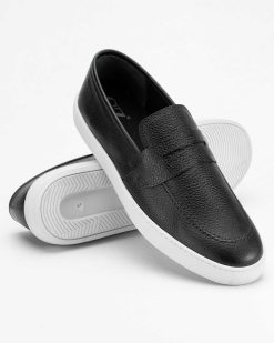 Crne kožne muške mokasine model CZ-56-018-17