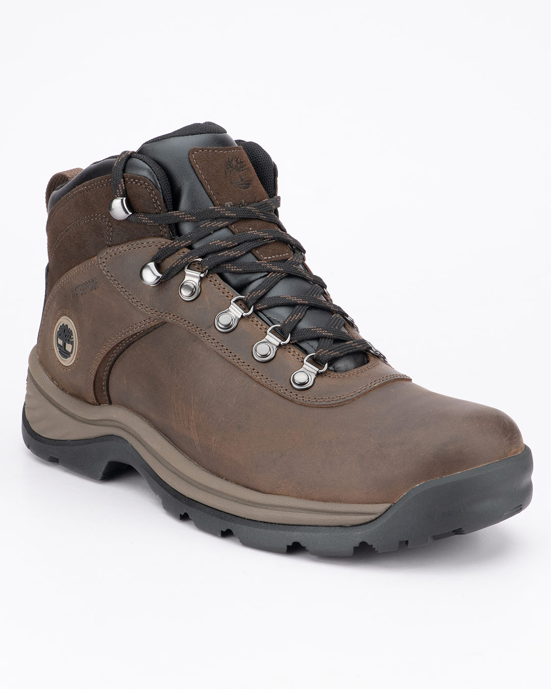 Timberland Waterproof cipele Flume Mid Lace WP-G - Braon su muške duboke vodootporne cipele velikih brojeva, namenjene muškarcima kojima su potrebni pouzdana obuća i dodatna zaštita tokom kišnih i hladnijih dana.